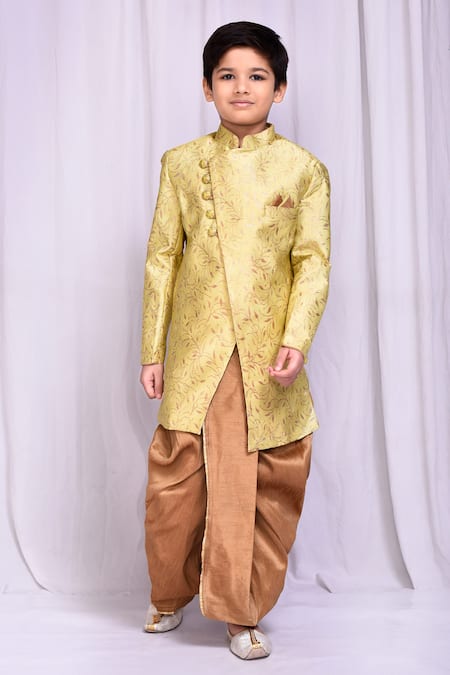 Petite Pomme Floral Vine Pattern Sherwani With Dhoti Pant 