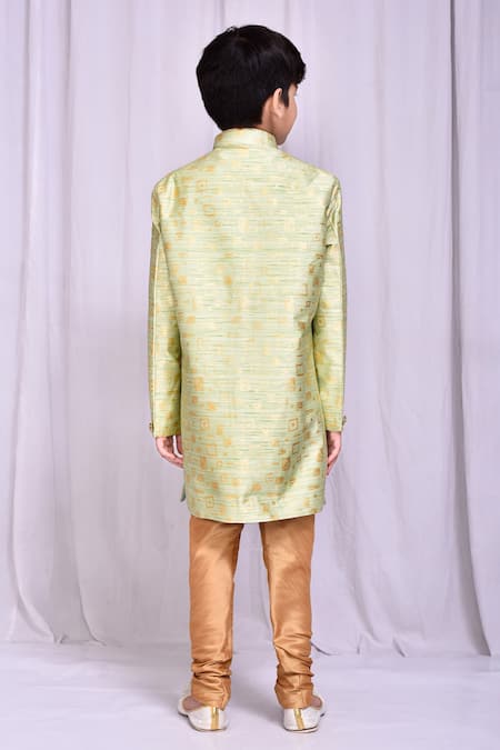 Petite Pomme Geometric Pattern Sherwani 