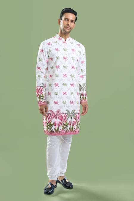Arihant Rai Sinha Palm Tree Embroidered Kurta & Churidar Set 