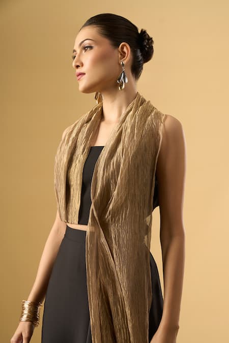 Shop Ritika Arya Jain Black Bandeau Neck Ray Of Draped Top Online at Aza Fashions Shop_Ritika Arya Jain_Black Bandeau Neck Ray Of Draped Top _Online_at_Aza_Fashions