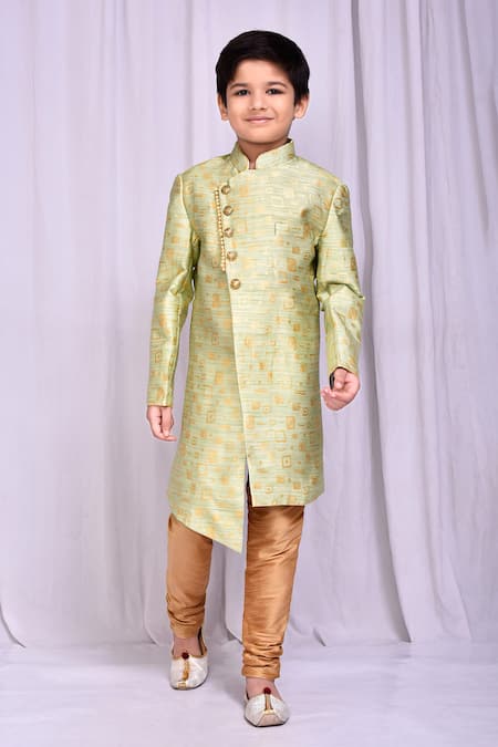Petite Pomme Geometric Pattern Sherwani With Churidar 