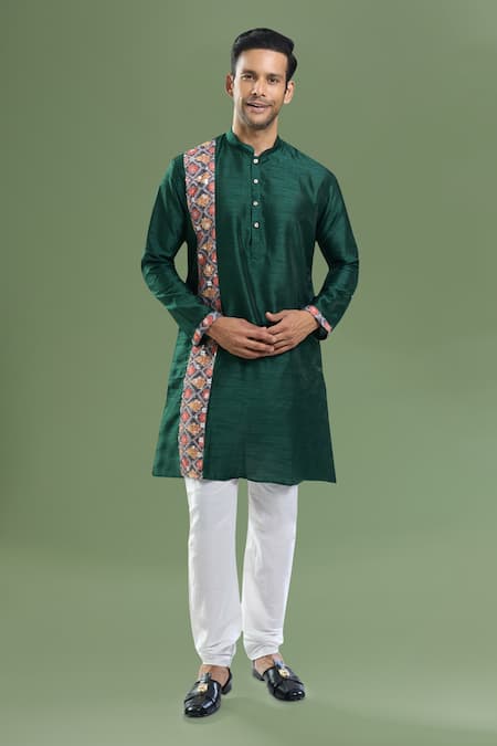 Arihant Rai Sinha Printed Patta Silk Blend Kurta & Churidar Set 