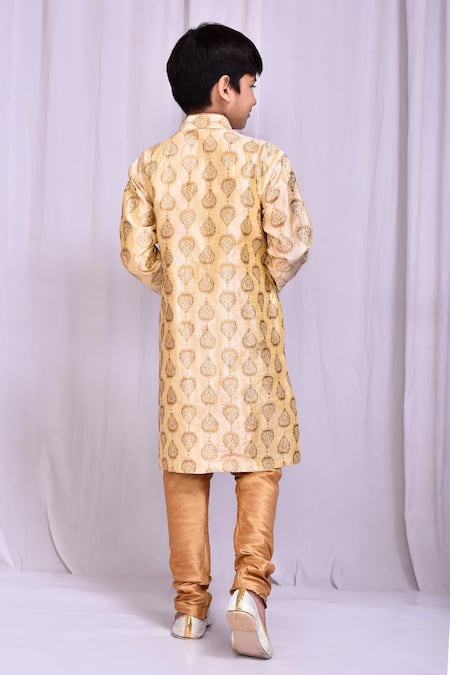 Petite Pomme Damask Embroidered Kurta With Churidar 