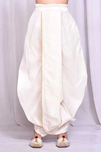 Buy_Petite Pomme_White Silk Embroidery Floral Vine Sherwani And Dhoti Pant Set 