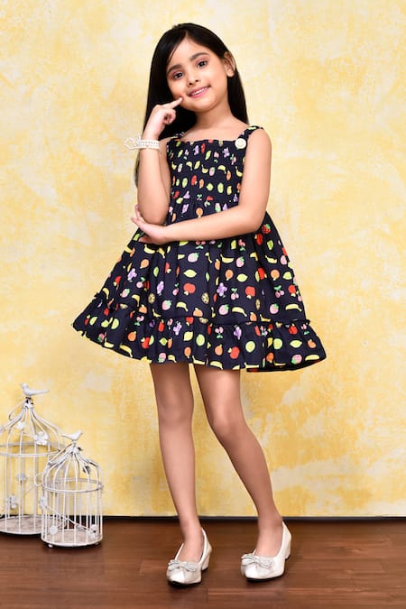 Petite Pomme_Black Cotton Fruits Print Dress _Online_at_Aza_Fashions