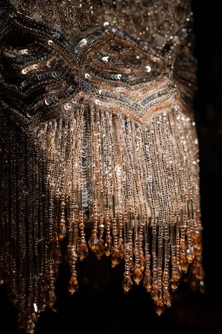 House Of Ekara_Silver Beads, Sequins, Tassels, Crystals Cinderella Embroidered Potli Bag _Online_at_Aza_Fashions