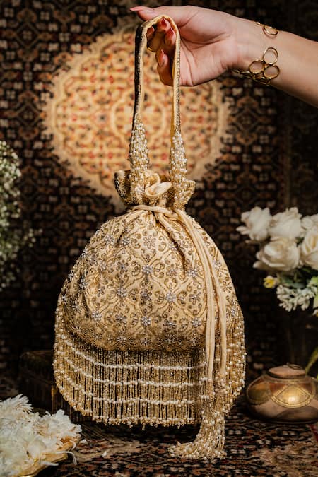 House Of Ekara Zareen Zardozi Embroidered Potli Bag 