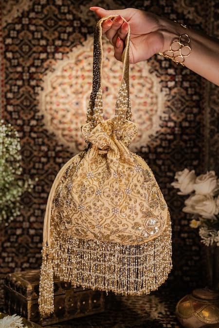 House Of Ekara Zareen Zardozi Embroidered Potli Bag 