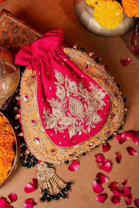 House Of Ekara Gulabo Embroidered Potli  