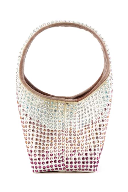 Buy_Etcetera_White Crystals, Rhinestones Paris Petite Spring Party Bag _Online_at_Aza_Fashions