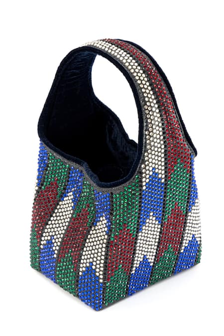 Shop_Etcetera_Multi Color Crystals Paris Petite Chevron Party Bag _Online_at_Aza_Fashions