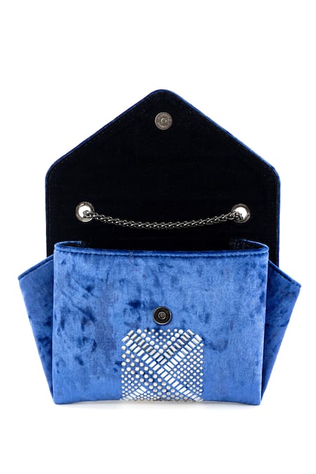 Buy_Etcetera_Blue Crystals Origami Velvet Party Clutch Bag _Online_at_Aza_Fashions