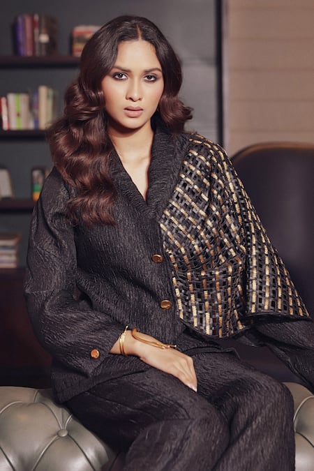 Devina Juneja Bella Draped Blazer With Bella Pant 