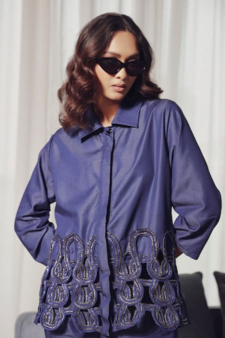 Devina Juneja Evelyn Shirt With Evelyn Fringed Pant 