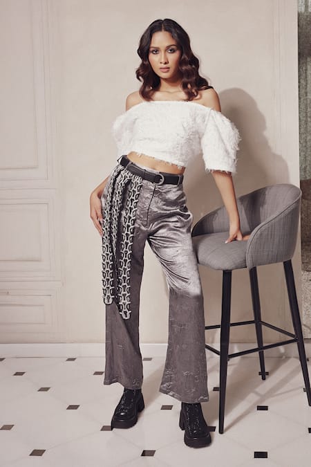 Devina Juneja Evelyn Off Shoulder Top With Evelyn Pant 