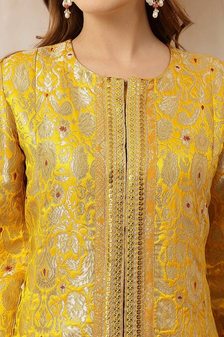 Buy_Soniya G_Yellow Brocade, Satin, Modal Zari, Sequins, Sunehri Nazakat Kurta With Salwar 