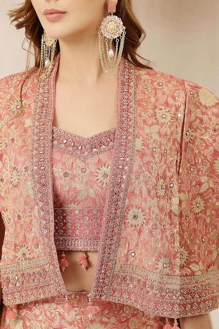 Buy_Soniya G_Rose Gold Jacquard, Silk Zari, Gulnaar Brocade Motif Jacket Palazzo Set 