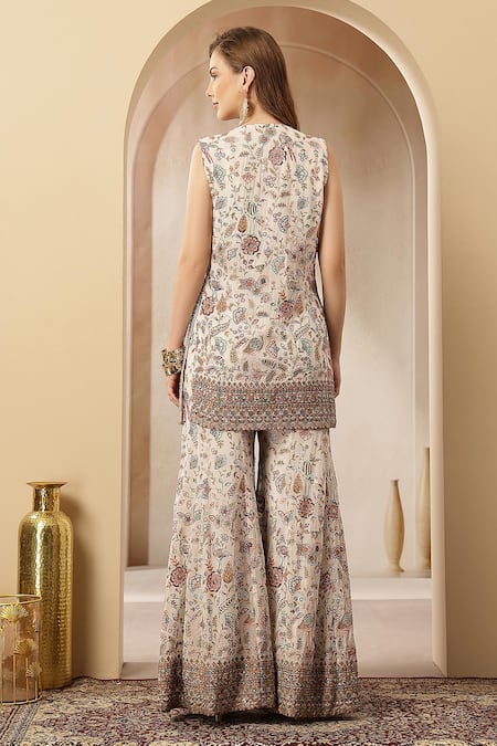 Soniya G Noor-E-Bahar Floral Pattern Jacket Palazzo Set  