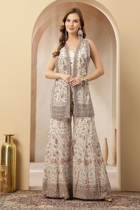 Soniya G Noor-E-Bahar Floral Pattern Jacket Palazzo Set  