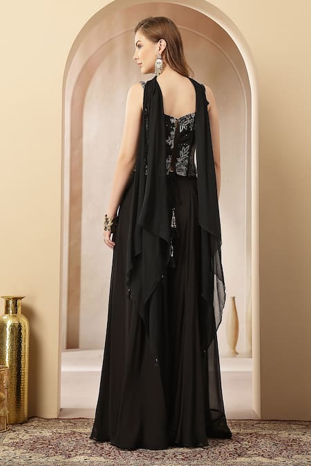 Soniya G Noor-E-Siyah Embroidered Blouse & Palazzo Set 