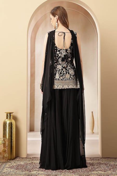 Soniya G Kaara Velvet Zari & Sequin Embroidered Kurta Set 