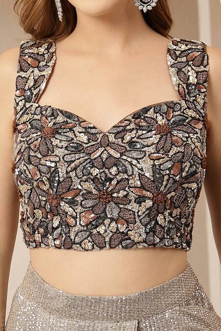 Buy_Soniya G_Mauve Net Sequins, Beads, Embroidery Noor-e-aarvi Pre-draped Saree With Blouse 