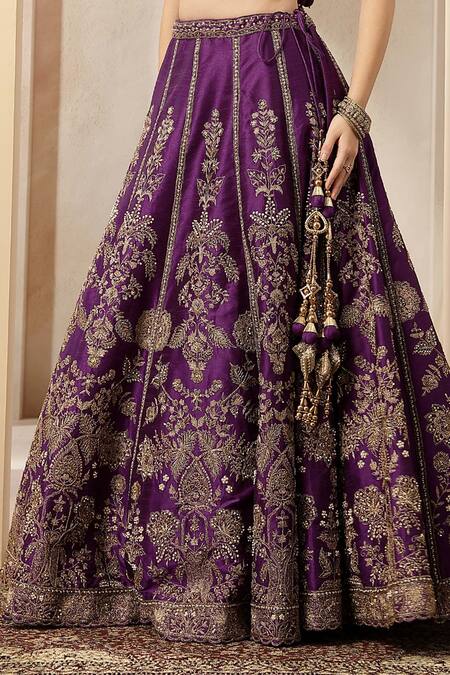Buy Soniya G Purple Silk, Net Zari, Sequins, Embroidery, Pearls, Noor-e-banaras Lehenga Set Buy_Soniya G_Purple Silk, Net Zari, Sequins, Embroidery, Pearls, Noor-e-banaras Lehenga Set