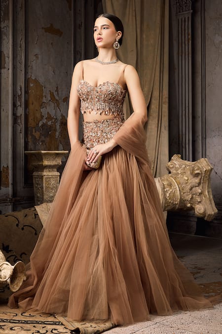 Rocky Star Embellished Blouse & Tulle Lehenga Set 