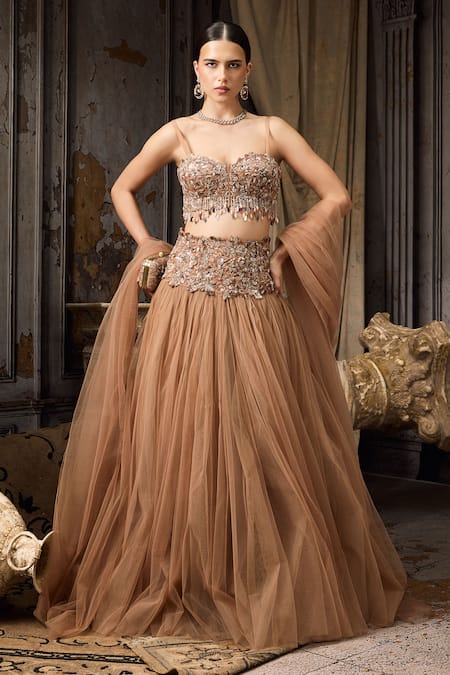 Rocky Star Embellished Blouse & Tulle Lehenga Set 