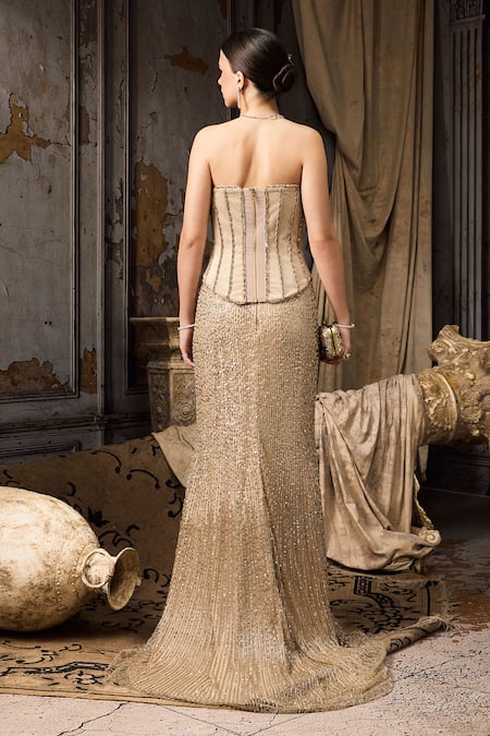 Rocky Star Hand Embroidered Corset & Sequin Skirt Set 