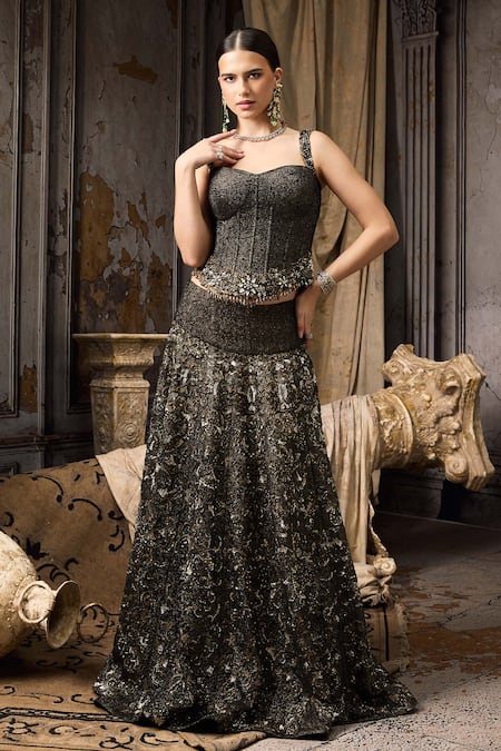 Rocky Star Sequin Embroidered Corset With Lehenga 