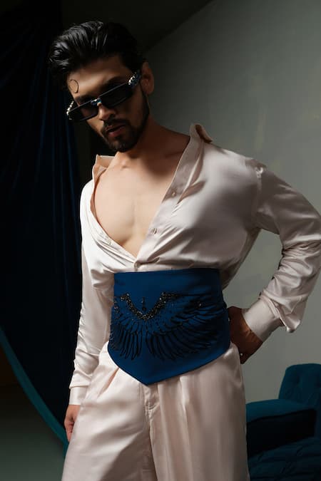 Shop_Runit Gupta_Pink Silk Shirt And Pant Set _Online_at_Aza_Fashions