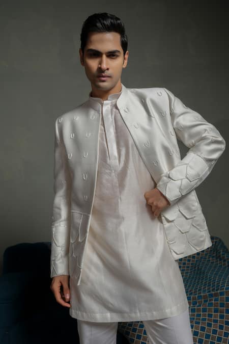 Runit Gupta Ivory Flap Bandhgala Set 