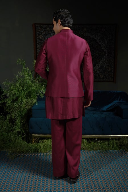 Runit Gupta Wine Palm Nehru Jacket 
