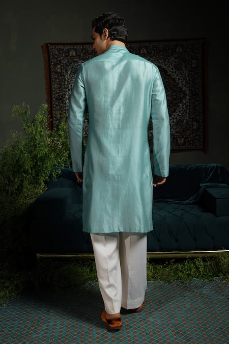 Runit Gupta Aqua Sunrays Embroidered Kurta Set 