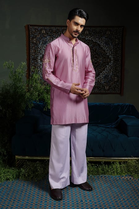 Runit Gupta Purple Petal Kurta Set 