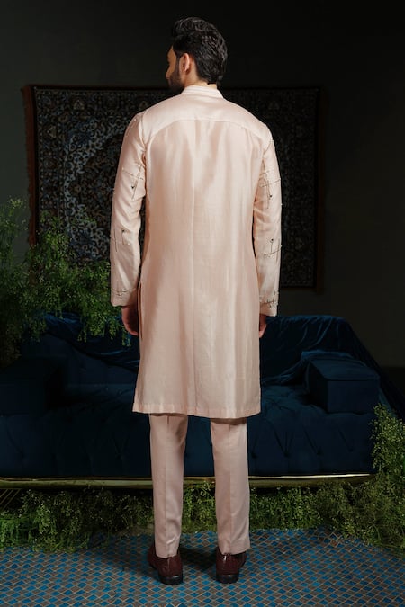 Runit Gupta Dusty Peach Geometry Kurta Set 