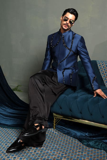 Runit Gupta Midnight Bandhgala Set 