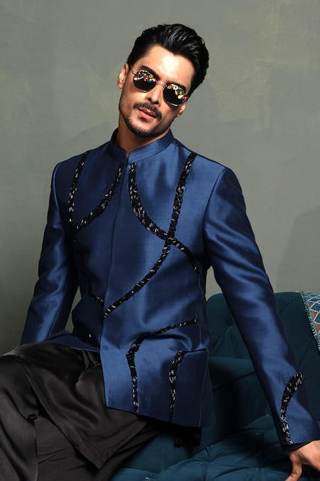 Runit Gupta Midnight Bandhgala Set 