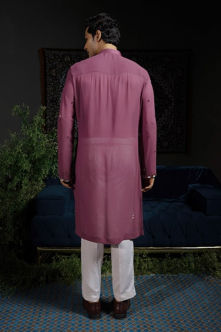 Runit Gupta Purple Panel Embroidered Kurta Set 
