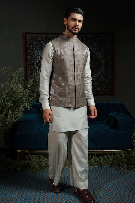 Runit Gupta Forest Amoeba Embroidered Nehru Jacket 