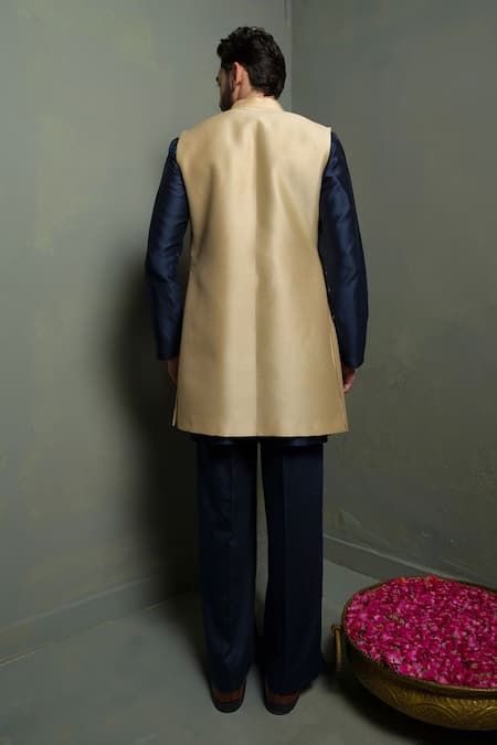 Runit Gupta Oat Latkan Chanderi Silk Nehru Jacket 
