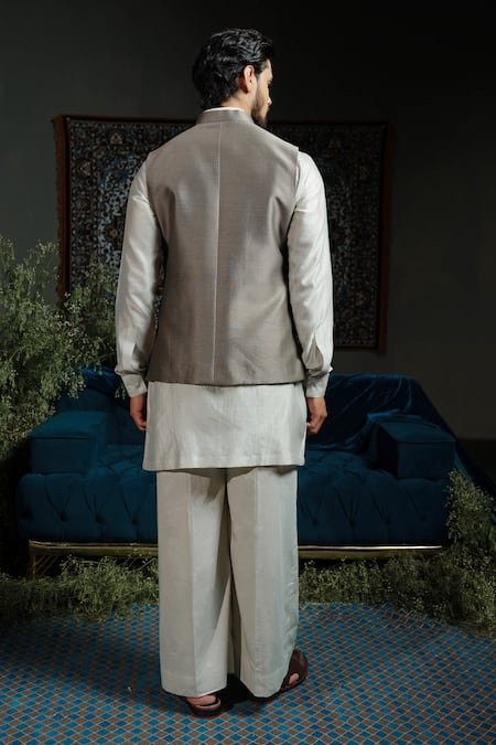 Runit Gupta Forest Amoeba Embroidered Bundi Set 