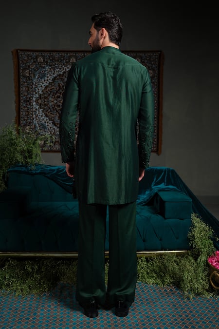 Runit Gupta Deep Emerald Amoeba Kurta Set 
