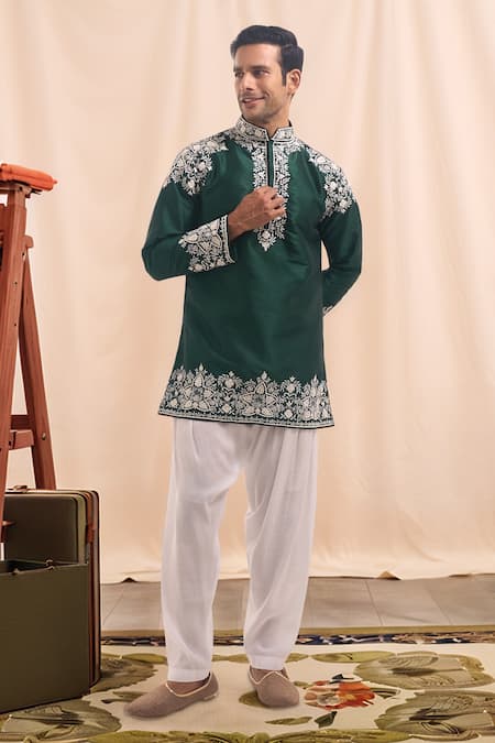 Arihant Rai Sinha Embroidered Silk Blend Short Kurta 