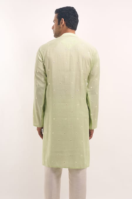 Arihant Rai Sinha Mirror Work Cotton Silk Kurta