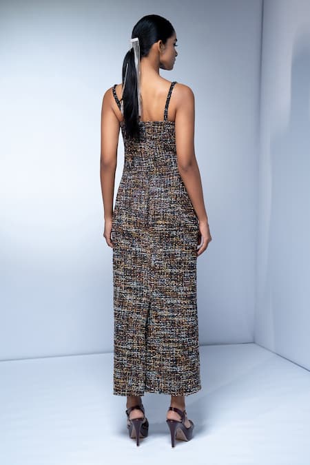 Nikita Mhaisalkar Tweed Bodycon Maxi Dress 