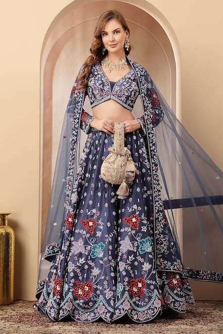 Soniya G Floral Embroidered Lehenga Set With Dupatta 