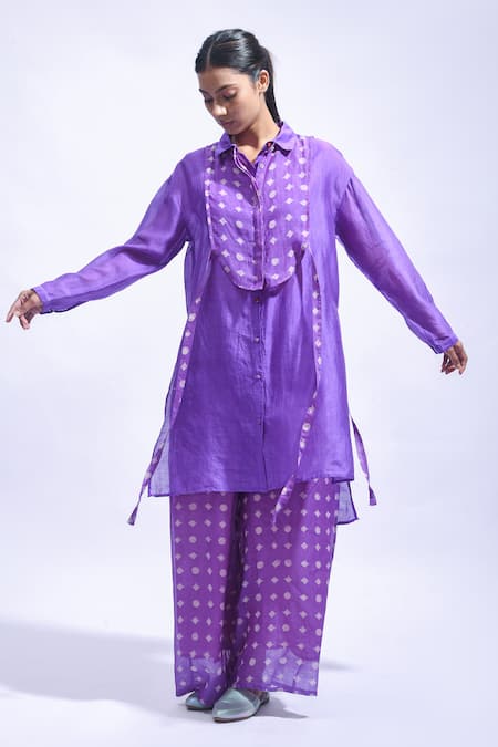 JAYATI GOENKA Violet Geometry Chanderi Silk Kurta & Pant Set 