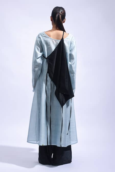 JAYATI GOENKA Aqua Layer Chanderi Silk Kurta & Pant Set 